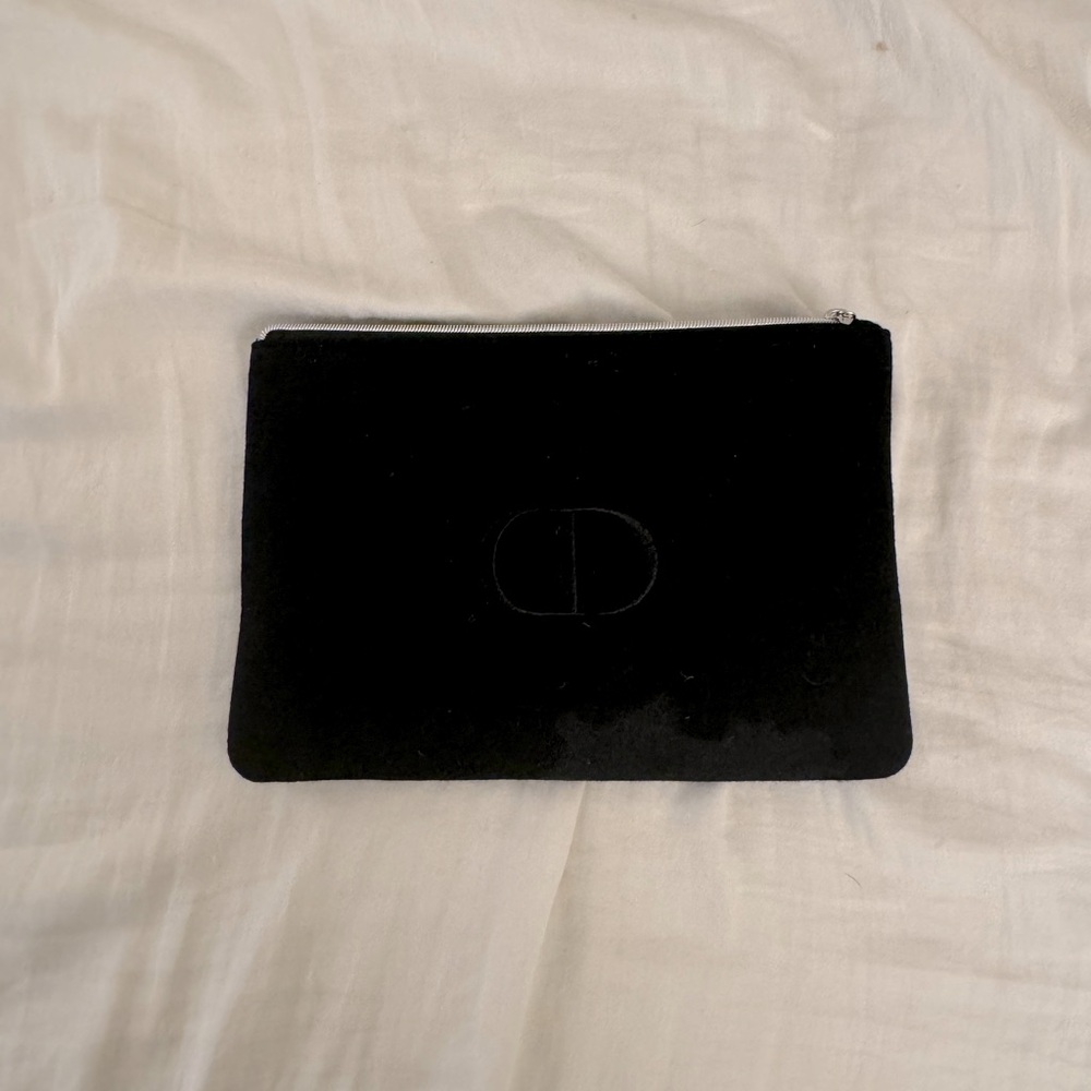 Dior Black Velvet Flat Pouch